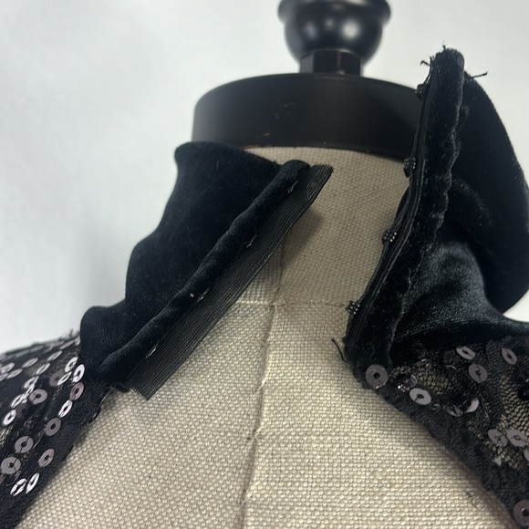 Algy black plush velvet lace and sequin performance dress size small - Picture 12 of 17